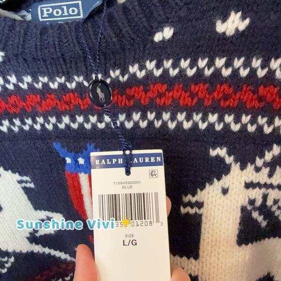 NWT RALPH LAUREN Men Reindeer Patterned Wool Sweater large - Picture 3 of 8